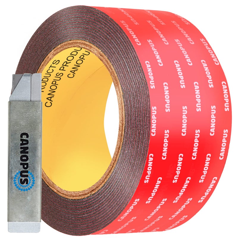 CANOPUS Double Sided Tape, 5952 Heavy Duty Mounting Tape, Strong Bond & Weatherproof Seal Strip for Automotive Mounting, Picture and Photo Frame, Poster, Craft, 2 in x 15 ft, Black, Made in USA - Image 1